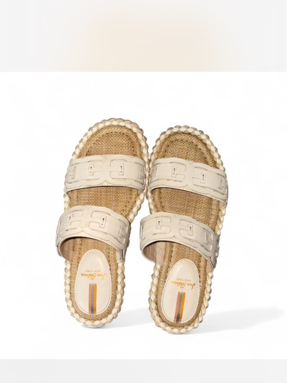 Sam Edelman Cream Braided Double-Strap Slide Sandals